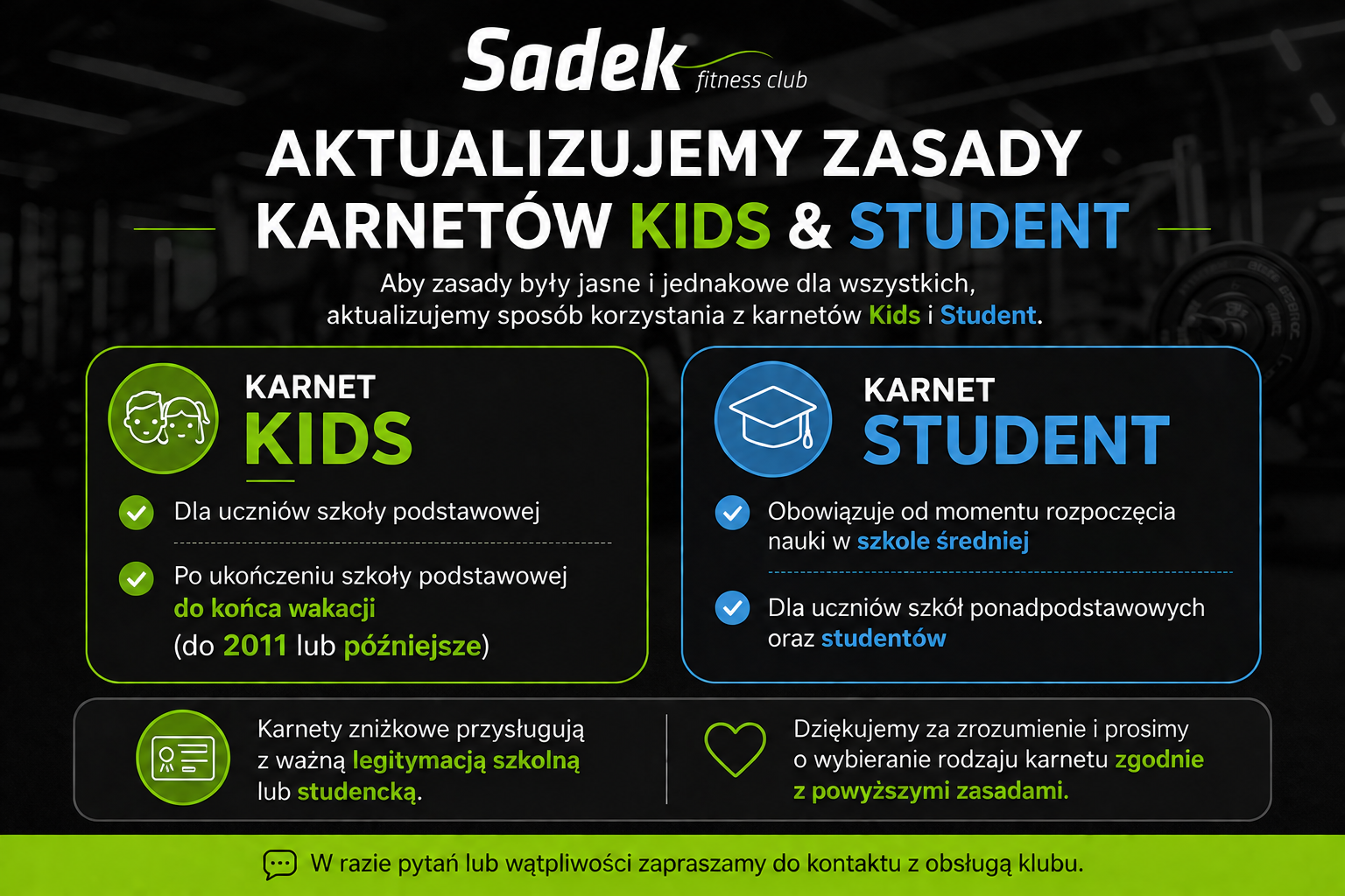 Karnety KIDS🧒 i STUDENT🎓